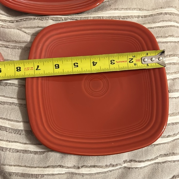 2 Fiestaware Scarlet Red Salad Dessert Square Plates Fiesta 7 1/2" USA - Picture 2 of 8
